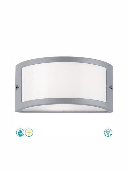 Viokef Limnos Στεγανή Επιτοίχια Πλαφονιέρα Εξωτερικού Χώρου E27 σε Γκρι Χρώμα 4049100